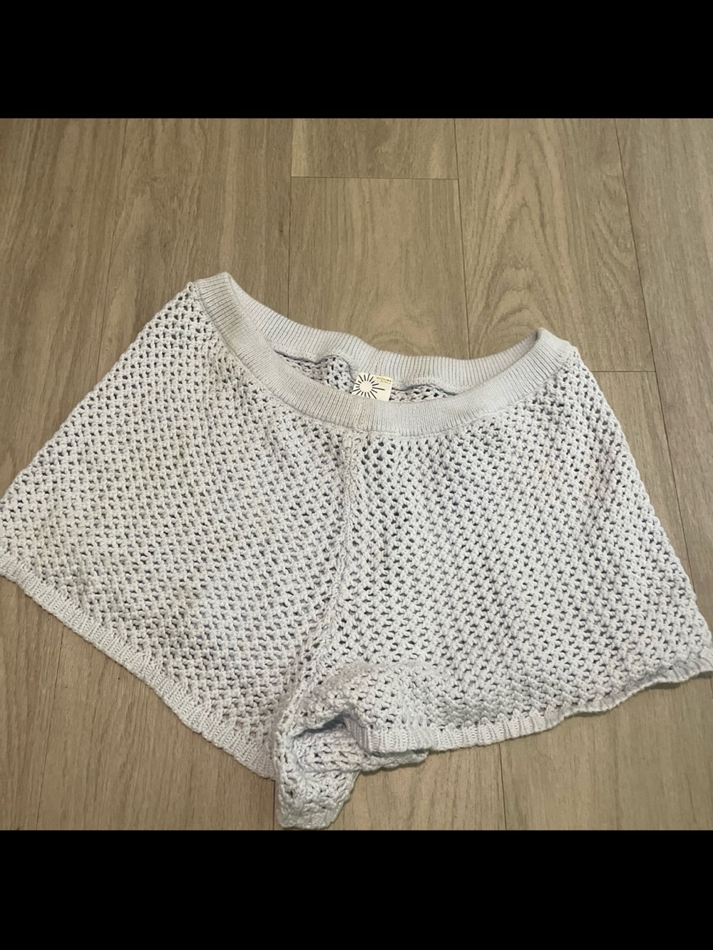 High Waist Crochet Knit Shorts - Baby Blue